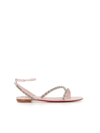 Christian Louboutin Mafaldina Spikes Ankle Strap Sandal In Nude