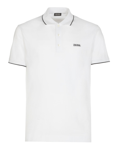 Ermenegildo Zegna Cotton Polo Shirt In Bianco