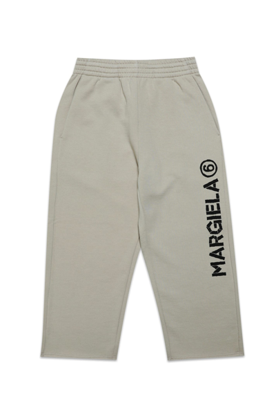 Mm6 Maison Margiela Kids' Mm6p95u Trousers Maison Margiela Plush Jogger Pants In Fleece With Logo In Light Camel
