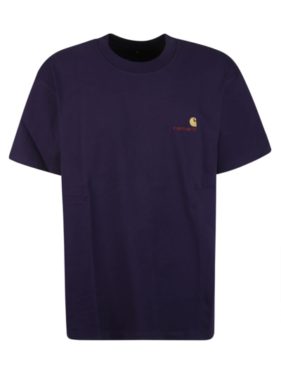Carhartt American Script Logo-embroidered Cotton-jersey T-shirt In Violet