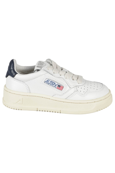 Autry Kids' Medalist Low Sneakers In White Blue