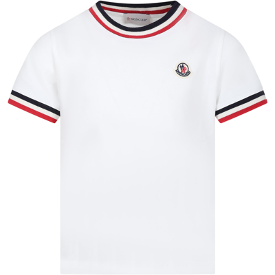 Moncler Kids' White T-shirt For Boy With Logo