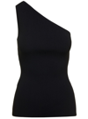 Totême One-shoulder Ribbed-knit Top In Black