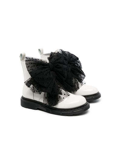 Monnalisa Kids' Bow-detail Ankle Boots In White