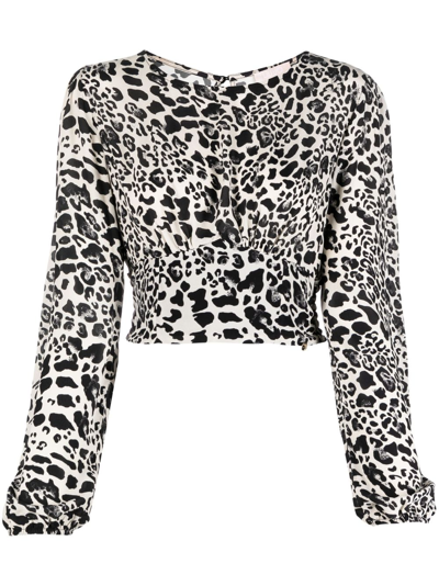 Liu •jo Leopard-print Cropped Top In Black