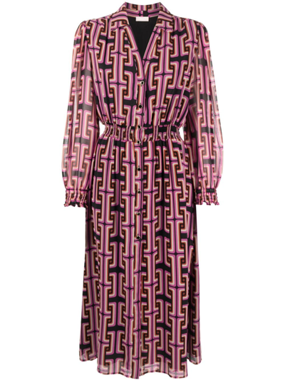 Liu •jo Geometric-print Shirt Dress In Pink