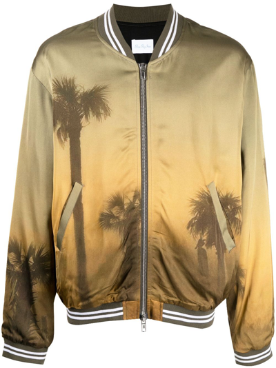 Blue Sky Inn Palms Souvenir Bomber Jacket In Green