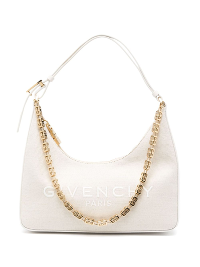 Givenchy Moon Cut Out Small Leather Hobo Bag In Beige