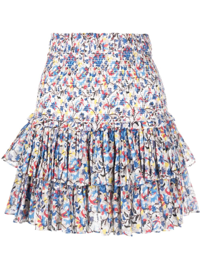 Isabel Marant Étoile Naomi Smocked Cotton Miniskirt In Mixed Colours