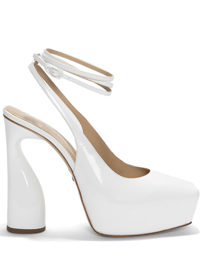 Paul Andrew Levitate 130mm Patent Leather Pumps In White