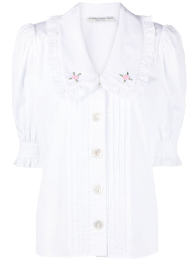 Alessandra Rich Embroidered Blouse In White