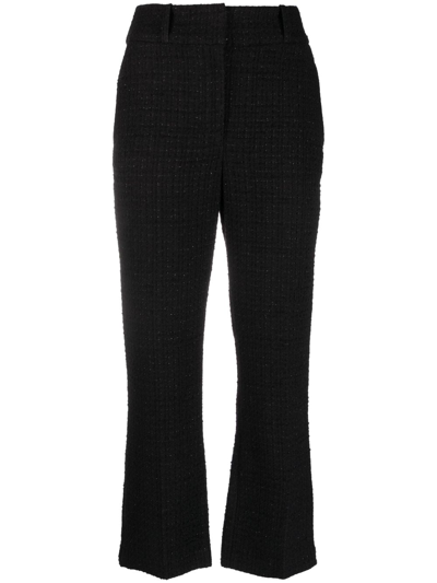 Iro Bouclé Straight-leg Cropped Trousers In Black