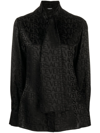 Versace Allover Logo Patterned Satin Shirt In Black