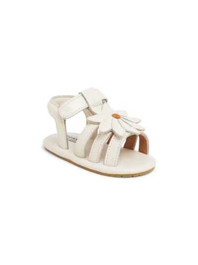 Donsje Babies' Floral-appliqué Leather Sandals In White