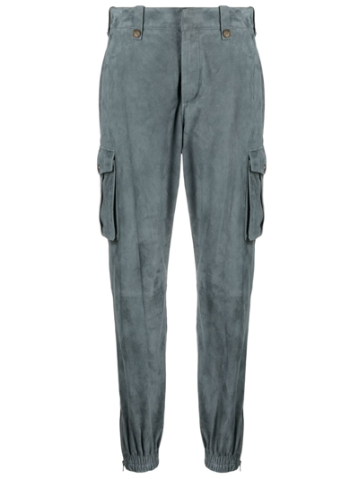 Ermanno Scervino Mid-rise Suede Cargo Trousers In Gray
