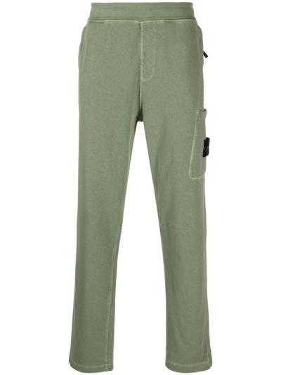 Stone Island Compass-patch Fleece Track Pants In Green
