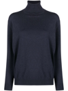 Brunello Cucinelli Roll Neck Cashmere-knit Sweater In Blue