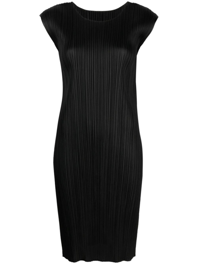 Issey Miyake Monthly Colours Plissé Short Dress In Black
