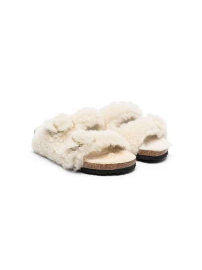 Birkenstock Kids' Arizona Shearling Sandals In Eggnog