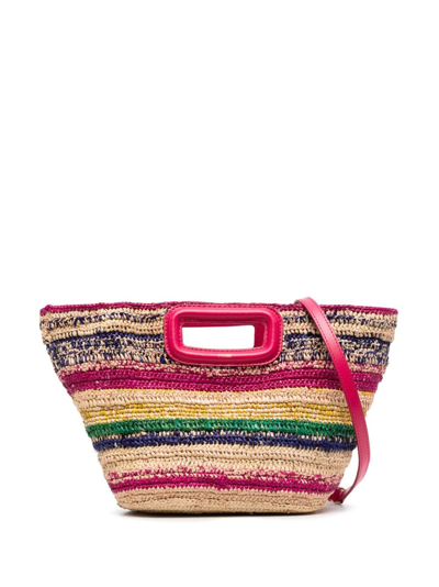 Maje Striped Raffia Tote Bag In Neutrals