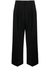 Theory Pleated Wool Straight-leg Pants In Black