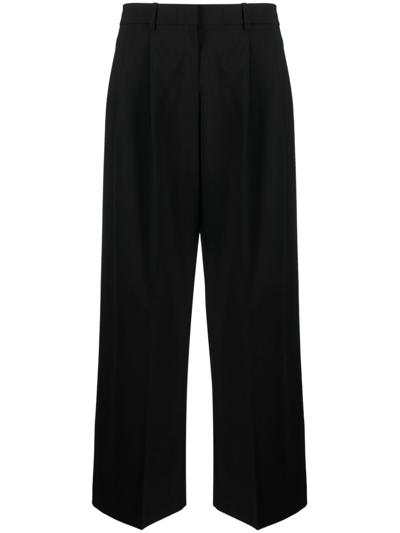 Theory Hose Mit Weitem Bein Aus Leinen Mit Falten In Black