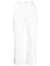 EILEEN FISHER FRAYED MID-RISE CROPPED JEANS