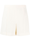 Vince High-waisted Pressed-crease Shorts In Neutrals