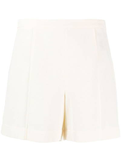 Vince High-waisted Pressed-crease Shorts In Neutrals