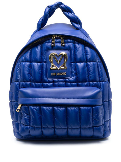 Love Moschino Padded Logo-lettering Backpack In Blue