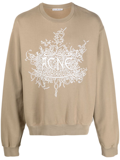 Acne Studios Logo-print Cotton Sweatshirt In Beige