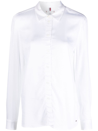 Tommy Hilfiger Long-sleeved Satin Shirt In White