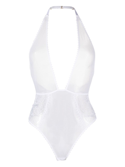 Maison Close Accroche Coeur Thong Body In White