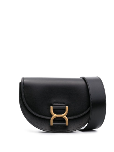 Chloé Marcie Mini Leather Shoulder Bag In Black