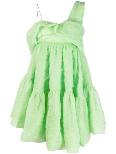 Cecilie Bahnsen Soon Draped Asymmetric Dress In Green