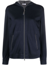 Brunello Cucinelli Women Cotton And Silk Hoodie In Blue