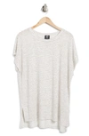 Bobeau Stripe Side Slit T-shirt In Ivory/ Taupe