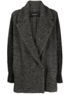 Fabiana Filippi Knitted-sleeves Double-breasted Coat In Grey