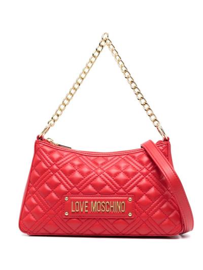 Love Moschino Logo-plaque Quilted Tote Bag In Red