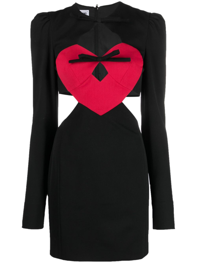 Moschino Jeans Heart-motif Cut-out Minidress In Black