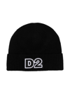 DSQUARED2 LOGO-PATCH RIBBED-KNIT BEANIE