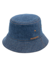 BURBERRY BLUE EMBROIDERED LOGO BUCKET HAT,807081919470563