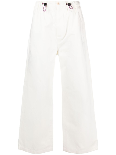Gucci Embroidered-logo Twill Trousers In White