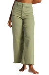 Billabong Free Fall Stretch Cotton Crop Wide Leg Pants In Green Eyes