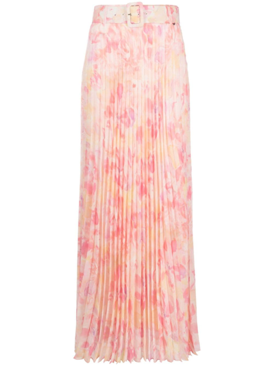 Liu •jo Floral-print Pleated Maxi Skirt In Pink
