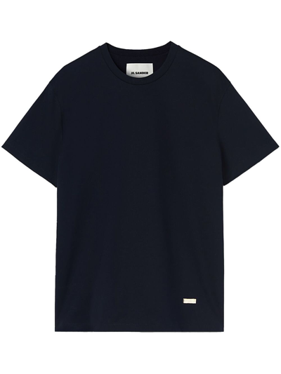 Jil Sander Logo-plaque Cotton T-shirt In Black