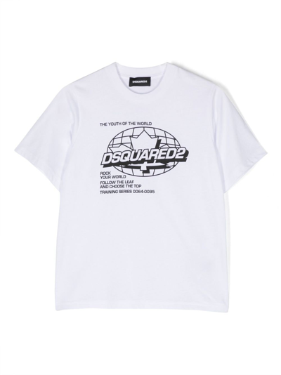 Dsquared2 Kids' Graphic-print Short-sleeve T-shirt In White