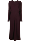 Victoria Beckham Dolman-sleeve Midi Dress With Zip Cuffs In Rosewood