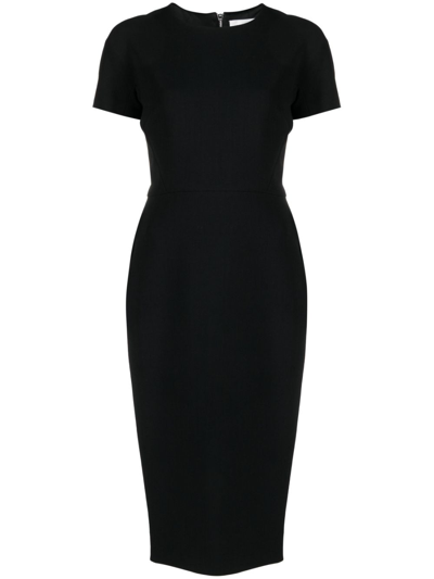 Victoria Beckham Fitted Midi Dress In Black  