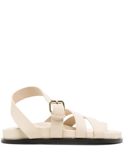 A.emery Lyon Buckle Leather Sandals In Neutrals